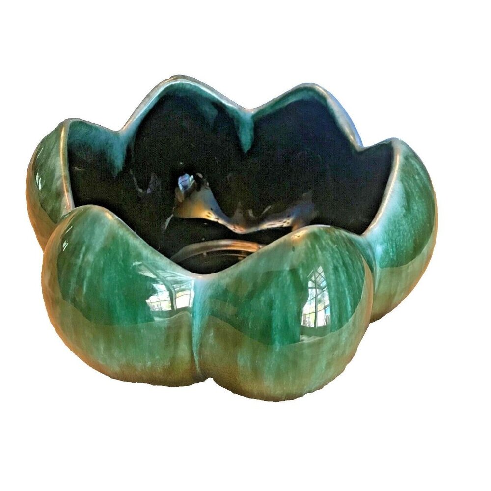 Blue Mountain Pottery Lotus Bowl Green Drip Glazed Canada MCM Vintage